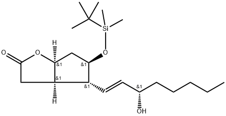 (3aR,4R,5R,6aS)-5-((tert-butyldimethylsilyl)oxy)-4-((S,E)-3-hydroxyoct-1-en-1-yl)hexahydro-2H-cyclopenta[b]furan-2-one, 64072-30-6, 结构式