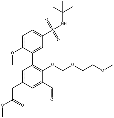 methyl 2-(5'-(N-tert-butylsulfamoyl)-5-formyl-2'-methoxy-6-((2-methoxyethoxy)methoxy)biphenyl-3-yl)acetate 化学構造式