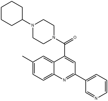 (4-cyclohexylpiperazin-1-yl)-(6-methyl-2-pyridin-3-ylquinolin-4-yl)methanone Structure