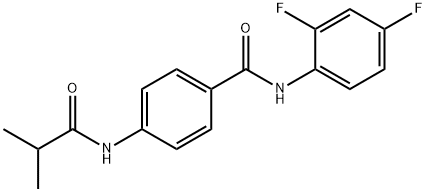 N-(2,4-difluorophenyl)-4-[(2-methylpropanoyl)amino]benzamide 化学構造式