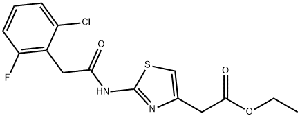 ethyl (2-{[(2-chloro-6-fluorophenyl)acetyl]amino}-1,3-thiazol-4-yl)acetate Struktur