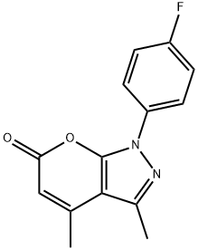 PYRANO[2,3-C]PYRAZOL-6(1H)-ONE,1-(4-FLUOROPHENYL)-3,4-DIMETHYL-,74169-57-6,结构式