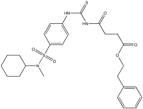 2-phenylethyl 4-({[(4-{[cyclohexyl(methyl)amino]sulfonyl}phenyl)amino]carbonothioyl}amino)-4-oxobutanoate 化学構造式