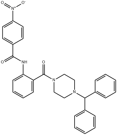 N-(2-{[4-(diphenylmethyl)-1-piperazinyl]carbonyl}phenyl)-4-nitrobenzamide 结构式