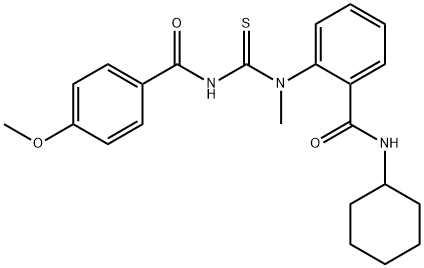 N-cyclohexyl-2-[{[(4-methoxybenzoyl)amino]carbonothioyl}(methyl)amino]benzamide Structure