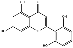 4H-1-Benzopyran-4-one, 2-(2,6-dihydroxyphenyl)-5,7-dihydroxy- Struktur