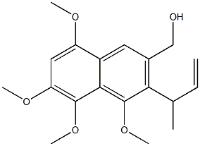 2-Naphthalenemethanol, 4,5,6,8-tetramethoxy-3-(1-methyl-2-propenyl)- Struktur