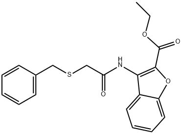 ethyl 3-(2-(benzylthio)acetamido)benzofuran-2-carboxylate Structure