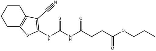 propyl 4-({[(3-cyano-4,5,6,7-tetrahydro-1-benzothien-2-yl)amino]carbonothioyl}amino)-4-oxobutanoate Struktur