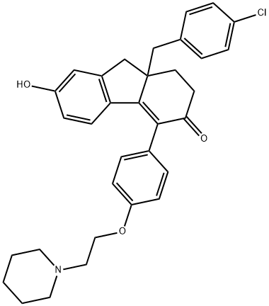 9a-(4-chlorobenzyl)-7-hydroxy-4-(4-(2-(piperidin-1-yl)ethoxy)phenyl)-1,2,9,9a-tetrahydro-3H-fluoren-3-one Struktur