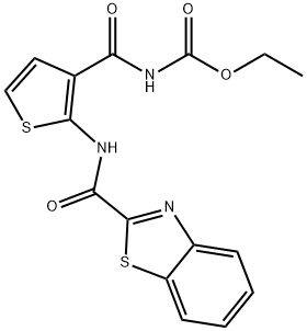 ethyl (2-(benzo[d]thiazole-2-carboxamido)thiophene-3-carbonyl)carbamate,864941-32-2,结构式