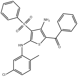 [3-amino-4-(benzenesulfonyl)-5-(5-chloro-2-methylanilino)thiophen-2-yl]-phenylmethanone 结构式