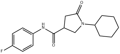 1-cyclohexyl-N-(4-fluorophenyl)-5-oxopyrrolidine-3-carboxamide,879591-48-7,结构式