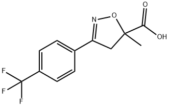 5-メチル-3-[4-(トリフルオロメチル)フェニル]-4,5-ジヒドロ-1,2-オキサゾール-5-カルボン酸 化学構造式
