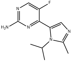 5-fluoro-4-(2-methyl-3-(propan-2-yl)-3H-imidazol-4-yl)pyrimidin-2-amine 化学構造式