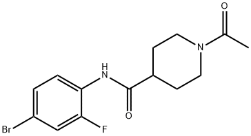 1-acetyl-N-(4-bromo-2-fluorophenyl)piperidine-4-carboxamide 化学構造式