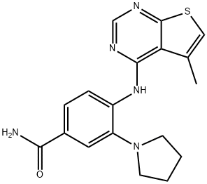 4-(5-methylthieno[2,3-d]pyrimidin-4-ylamino)-3-(pyrrolidin-1-yl)-benzamide,917908-47-5,结构式