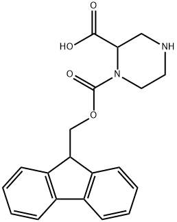 Piperazine-1,2-dicarboxylic acid 1-(9H-fluoren-9-ylmethyl) ester Structure