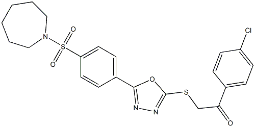 2-[[5-[4-(azepan-1-ylsulfonyl)phenyl]-1,3,4-oxadiazol-2-yl]sulfanyl]-1-(4-chlorophenyl)ethanone 结构式