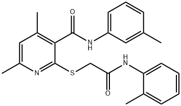 4,6-dimethyl-2-[2-(2-methylanilino)-2-oxoethyl]sulfanyl-N-(3-methylphenyl)pyridine-3-carboxamide,931337-14-3,结构式