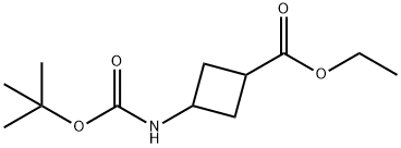 ETHYL 3-((TERT-BUTOXYCARBONYL)AMINO)CYCLOBUTANECARBOXYLATE 化学構造式