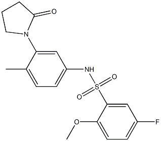 5-fluoro-2-methoxy-N-[4-methyl-3-(2-oxopyrrolidin-1-yl)phenyl]benzenesulfonamide Structure