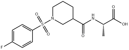 (2S)-2-[[1-(4-fluorophenyl)sulfonylpiperidine-3-carbonyl]amino]propanoic acid 化学構造式