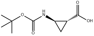 Cyclopropanecarboxylic acid, 2-[[(1,1-dimethylethoxy)carbonyl]amino]-, (1R,2R)- Struktur