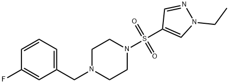 1-[(1-ethyl-1H-pyrazol-4-yl)sulfonyl]-4-(3-fluorobenzyl)piperazine,957490-64-1,结构式