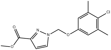 methyl 1-[(4-chloro-3,5-dimethylphenoxy)methyl]-1H-pyrazole-3-carboxylate Struktur