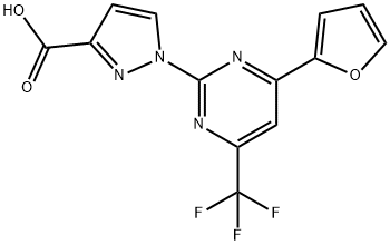 1-(4-(呋喃-2-基)-6-(三氟甲基)嘧啶-2-基)-1H-吡唑-3-羧酸, 1006323-21-2, 结构式
