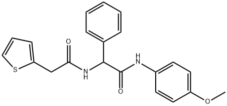 N-(4-甲氧基苯基)-2-苯基-2-(2-(噻吩-2-基)乙酰胺基)乙酰胺, 1009762-84-8, 结构式