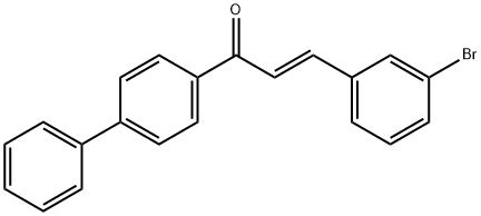 (2E)-1-{[1,1'-ビフェニル]-4-イル}-3-(3-ブロモフェニル)プロプ-2-エン-1-オン 化学構造式