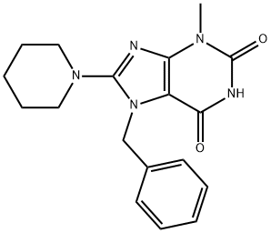 7-benzyl-3-methyl-8-(piperidin-1-yl)-3,7-dihydro-1H-purine-2,6-dione 化学構造式