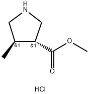 trans-Methyl 4-methylpyrrolidine-3-carboxylate hydrochloride 化学構造式