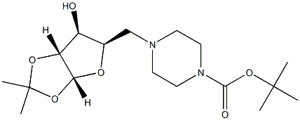 tert-butyl 4-{[(3aR,5R,6S,6aR)-6-hydroxy-2,2-dimethyl-tetrahydro-2H-furo[2,3-d][1,3]dioxol-5-yl]methyl}piperazine-1-carboxylate Structure