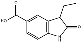 3-Ethyl-2-oxo-2,3-dihydro-1H-indole-5-carboxylic acid 化学構造式
