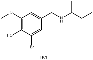 2-bromo-4-{[(butan-2-yl)amino]methyl}-6-methoxyphenol hydrochloride, 1240570-94-8, 结构式