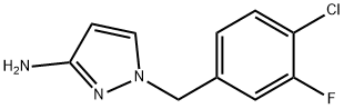 1-[(4-クロロ-3-フルオロフェニル)メチル]-1H-ピラゾール-3-アミン 化学構造式