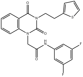 N-(3,5-difluorophenyl)-2-{2,4-dioxo-3-[2-(thiophen-2-yl)ethyl]-3,4-dihydroquinazolin-1(2H)-yl}acetamide,1252918-95-8,结构式