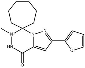 1253527-92-2 2-(furan-2-yl)-6-methyl-5,6-dihydro-4H-spiro[cycloheptane-1,7-pyrazolo[1,5-d][1,2,4]triazine]-4-one