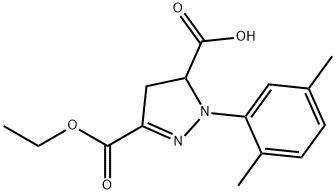 1-(2,5-dimethylphenyl)-3-(ethoxycarbonyl)-4,5-dihydro-1H-pyrazole-5-carboxylic acid Struktur