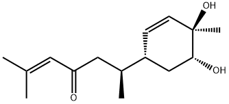 2-Hepten-4-one,6-[(1R,4R,5R)-4,5-dihydroxy-4-methyl-2-cyclohexen-1-yl]-2-methyl-, (6S)- 化学構造式