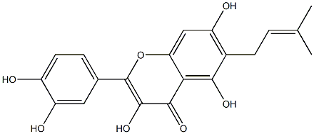 4H-1-Benzopyran-4-one,2-(3,4-dihydroxyphenyl)-3,5,7-trihydroxy-6-(3-methyl-2-buten-1-yl)- Structure