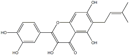 4H-1-Benzopyran-4-one,2-(3,4-dihydroxyphenyl)-3,5,7-trihydroxy-6-(3-methyl-2-buten-1-yl)- 化学構造式