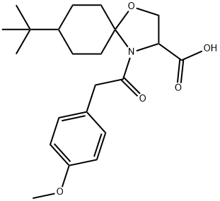8-TERT-ブチル-4-[2-(4-メトキシフェニル)アセチル]-1-オキサ-4-アザスピロ[4.5]デカン-3-カルボン酸 化学構造式