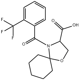 4-[2-(trifluoromethyl)benzoyl]-1-oxa-4-azaspiro[4.5]decane-3-carboxylic acid, 1326812-11-6, 结构式