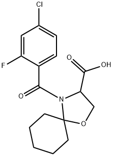 4-(4-chloro-2-fluorobenzoyl)-1-oxa-4-azaspiro[4.5]decane-3-carboxylic acid Struktur