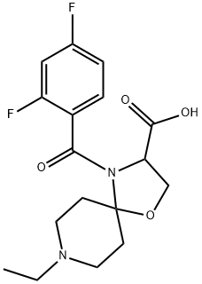 4-(2,4-difluorobenzoyl)-8-ethyl-1-oxa-4,8-diazaspiro[4.5]decane-3-carboxylic acid Structure
