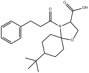 8-tert-butyl-4-(3-phenylpropanoyl)-1-oxa-4-azaspiro[4.5]decane-3-carboxylic acid Structure